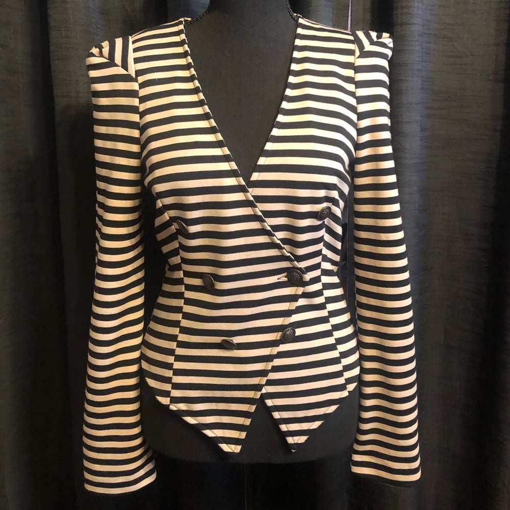NWOT Lush Striped Fitted Double Breasted Blazer